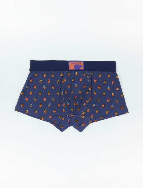 Men's ocean blue cotton boxer shorts with emoji motif - Accessories | Gallo 1927 - Official Online Shop