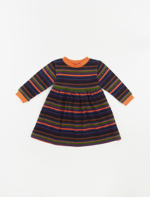Girls' royal blue fleece dress with multicoloured stripes - Girl's Clothing | Gallo 1927 - Official Online Shop