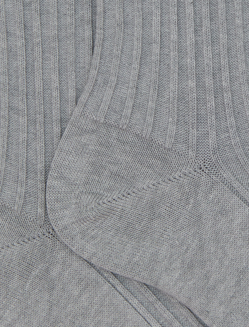 Unisex short plain grey twin-rib cotton socks with Gallo writing at the toe - Socks | Gallo 1927 - Official Online Shop