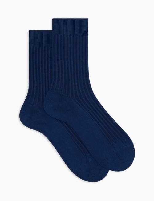 Unisex short plain blue twin-rib cotton socks with Gallo writing at the toe - Green | Gallo 1927 - Official Online Shop