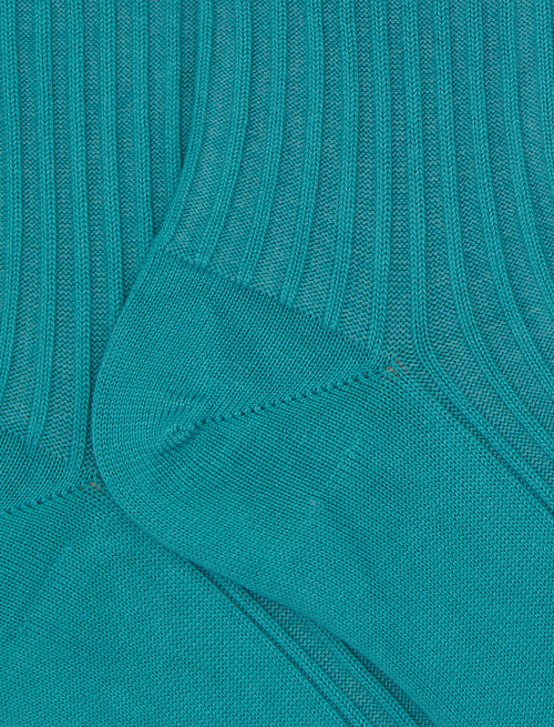 Unisex short plain green twin-rib cotton socks with Gallo writing at the toe - Socks | Gallo 1927 - Official Online Shop