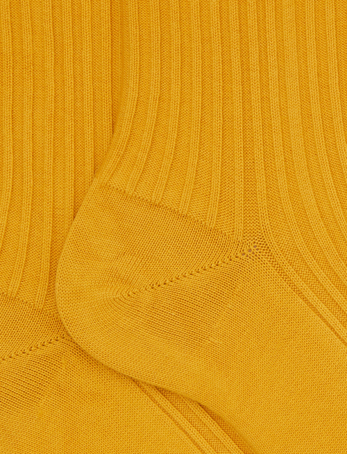 Unisex short yellow green twin-rib cotton socks with Gallo writing at the toe - Socks | Gallo 1927 - Official Online Shop