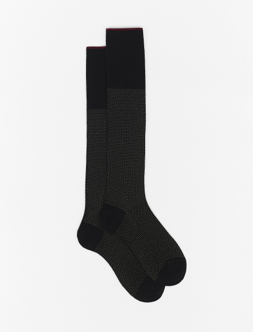 Men's long black cotton socks with lurex micro-dot pattern - Man | Gallo 1927 - Official Online Shop