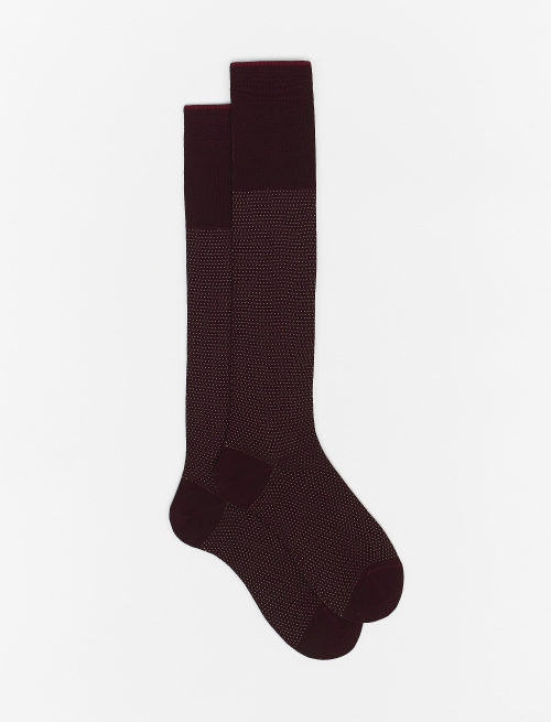 Men's long burgundy cotton socks with lurex micro-dot pattern - The Black Week | Gallo 1927 - Official Online Shop