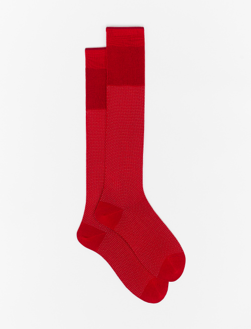 Men's long poppy cotton socks with lurex micro-dot pattern - Socks | Gallo 1927 - Official Online Shop