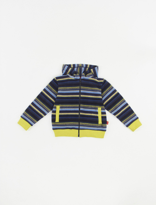 Kids' blue fleece zipped sweatshirt with multicoloured stripes - Girl's Clothing | Gallo 1927 - Official Online Shop