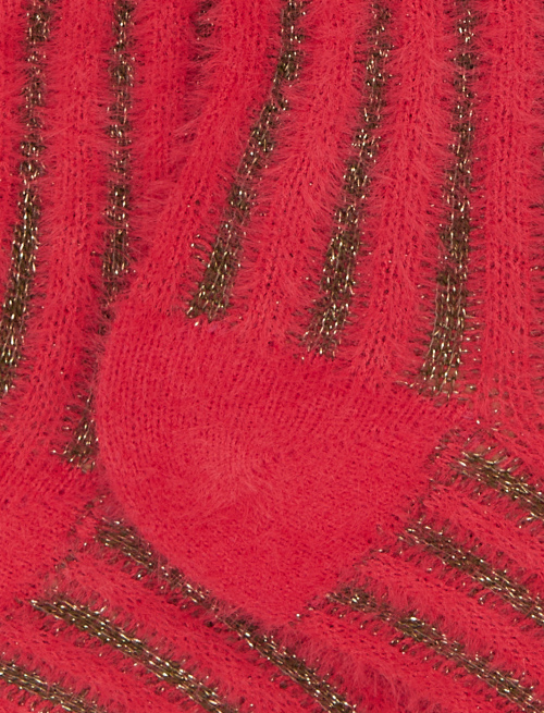 Women's short fuchsia polyamide and cotton socks with vertical glitter stripes - Socks | Gallo 1927 - Official Online Shop