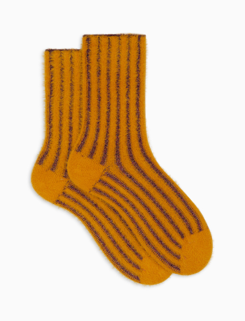 Calze corte donna poliammide e cotone giallo con righe verticali effetto scintillante - Corte | Gallo 1927 - Official Online Shop