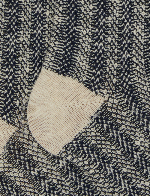 Unisex short blue cotton socks with vertical-stripe Oxford detail - Socks | Gallo 1927 - Official Online Shop