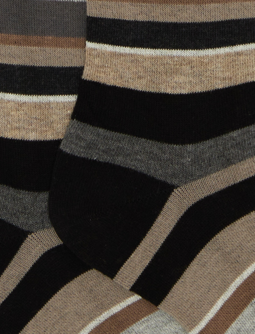 Women's black thigh-high socks with multicoloured stripes - Parisian | Gallo 1927 - Official Online Shop