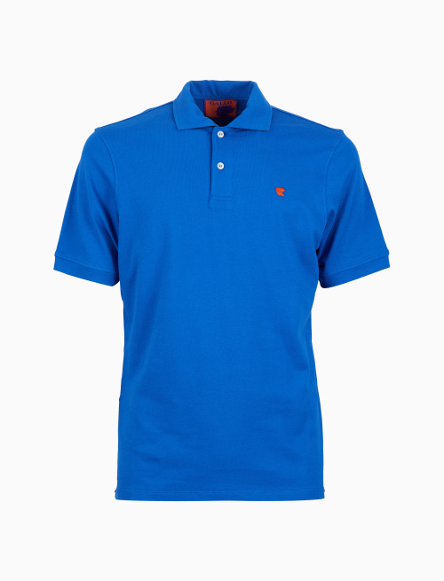 Polo uomo cotone tinta unita con sottocollo multicolor azzurro - Polo | Gallo 1927 - Official Online Shop