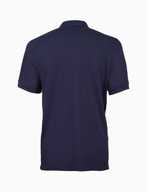 Polo uomo cotone tinta unita con sottocollo multicolor blu | Gallo 1927 - Official Online Shop