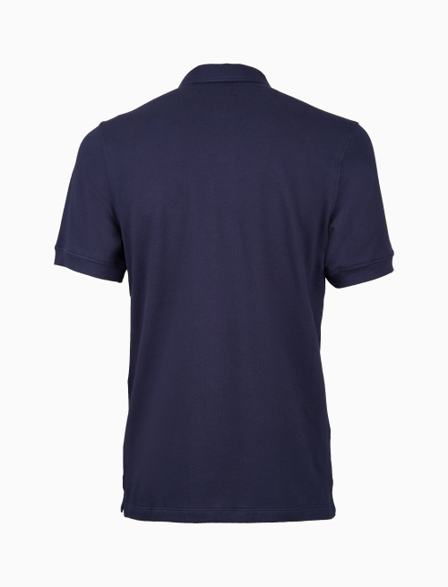 Men's plain blue cotton polo with polka dot undercollar - Clothing | Gallo 1927 - Official Online Shop