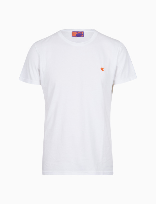 Unisex plain dyed white cotton crew-neck T-shirt | Gallo 1927 - Official Online Shop
