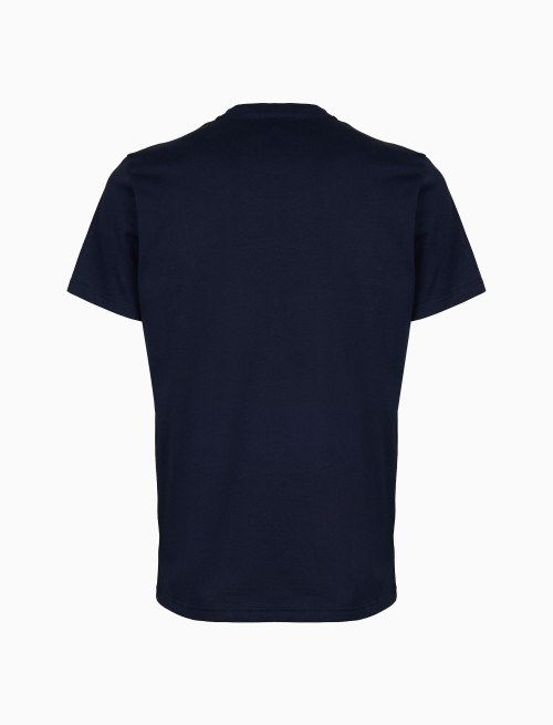 Men's plain blue cotton crew-neck T-shirt with polka dot breast pocket - Clothing | Gallo 1927 - Official Online Shop