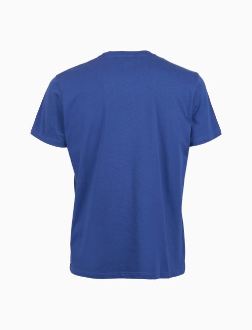 T-shirt girocollo uomo cotone tinta unita con taschino pois blu - T-Shirts | Gallo 1927 - Official Online Shop