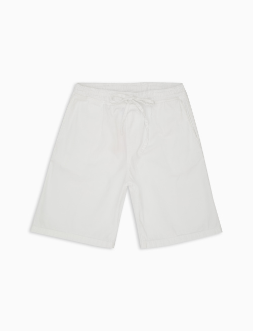 Men's plain dyed white cotton canvas Bermuda shorts - Clothing | Gallo 1927 - Official Online Shop
