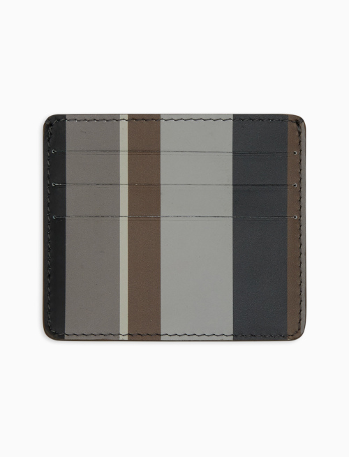 Unisex black leather credit card holder with multicoloured stripes - Small Leather Goods | Gallo 1927 - Official Online Shop