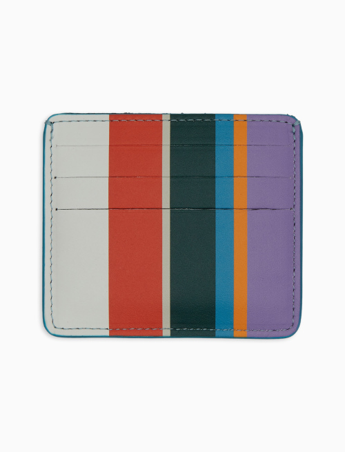 Porta carta di credito unisex pelle righe multicolor bianco - Piccola Pelletteria | Gallo 1927 - Official Online Shop