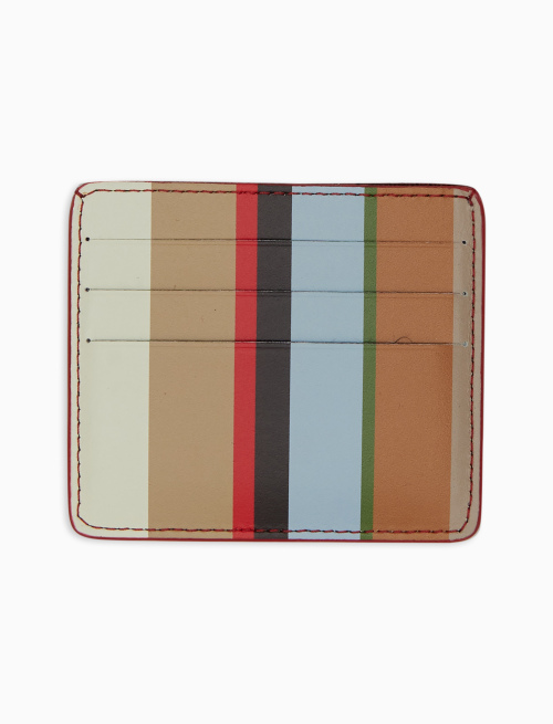 Unisex biscuit leather credit card holder with multicoloured stripes | Gallo 1927 - Official Online Shop