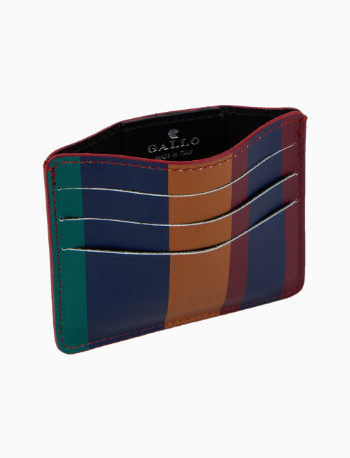 Porta carta di credito unisex pelle blu righe multicolor - Pelletteria | Gallo 1927 - Official Online Shop