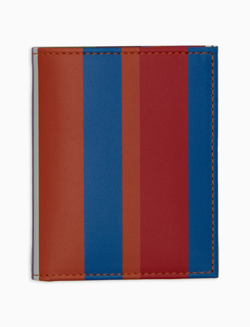 Unisex light blue leather card holder with multicoloured stripes - Small Leather Goods | Gallo 1927 - Official Online Shop