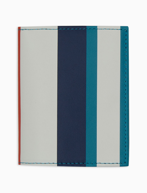 Unisex white leather card holder with multicoloured stripes - Small Leather Goods | Gallo 1927 - Official Online Shop