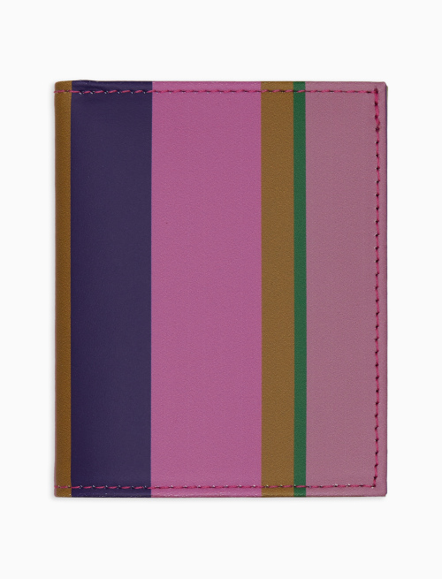 Unisex purple leather credit card holder with multicoloured stripes - Small Leather Goods | Gallo 1927 - Official Online Shop