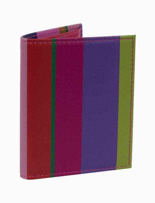 Porta carta di credito unisex pelle viola righe multicolor - Pelletteria | Gallo 1927 - Official Online Shop