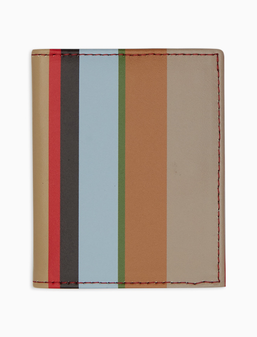 Unisex biscuit leather credit card holder with multicoloured stripes | Gallo 1927 - Official Online Shop