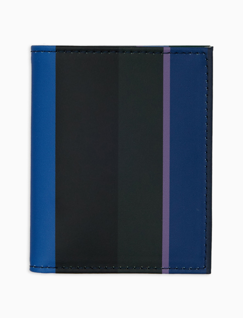 Unisex blue leather credit card holder with multicoloured stripes - New in | Gallo 1927 - Official Online Shop