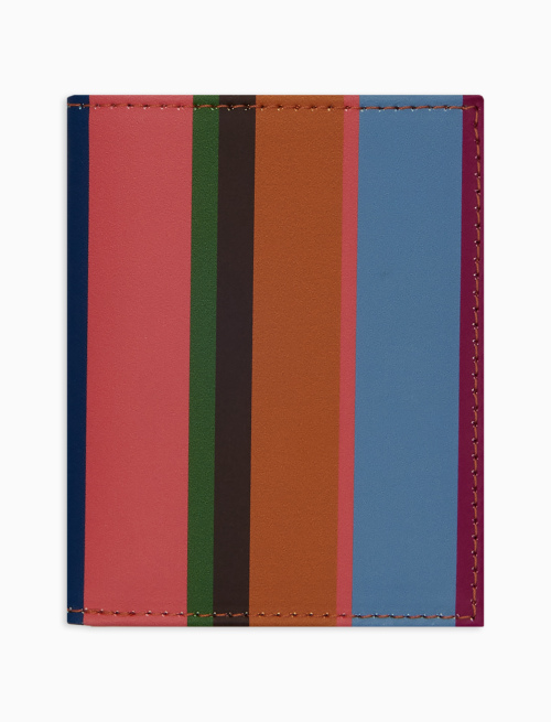 Unisex fuchsia leather credit card holder with multicoloured stripes - Small Leather Goods | Gallo 1927 - Official Online Shop