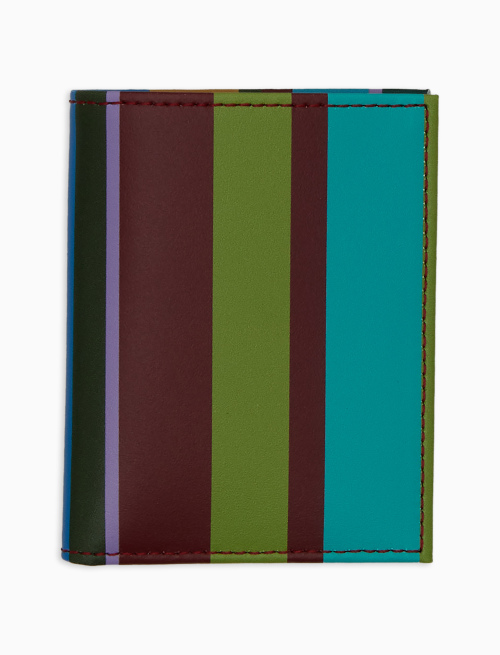 Unisex green leather card holder with multicoloured stripes - Small Leather Goods | Gallo 1927 - Official Online Shop