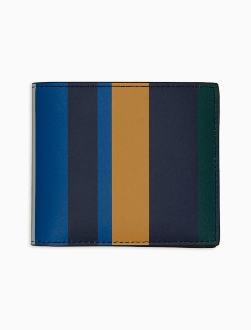 Men's blue leather wallet with multicoloured stripes and plain interior - Leather Goods | Gallo 1927 - Official Online Shop