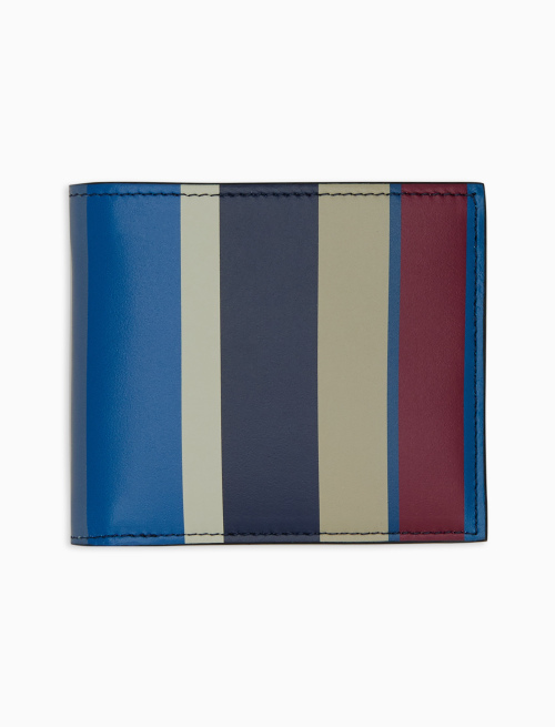Men's royal blue leather wallet with multicoloured stripes and plain interior - Cannes | Gallo 1927 - Official Online Shop