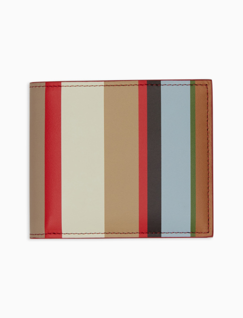 Men's biscuit leather wallet with multicoloured stripes and plain interior - Small Leather goods | Gallo 1927 - Official Online Shop