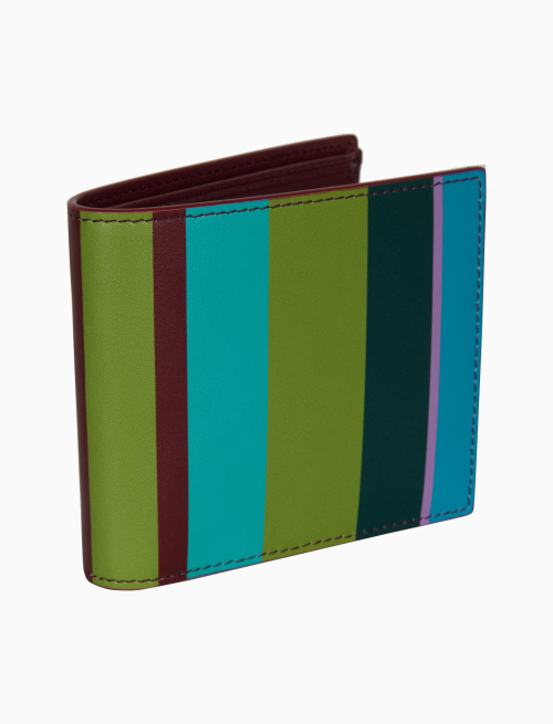 Portafoglio uomo pelle righe multicolor e interno tinta unita verde - Pelletteria | Gallo 1927 - Official Online Shop
