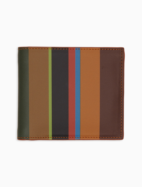 Portafoglio con portamonete uomo pelle verde righe multicolor - Pelletteria | Gallo 1927 - Official Online Shop
