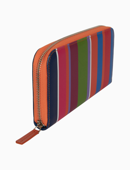 Portafoglio con zip donna pelle righe multicolor azzurro - Pelletteria | Gallo 1927 - Official Online Shop