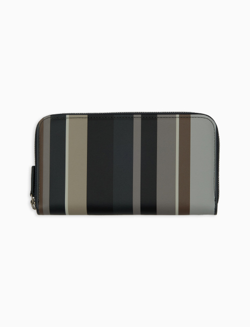 Women's black leather purse with zip and multicoloured stripes - Small Leather Goods | Gallo 1927 - Official Online Shop