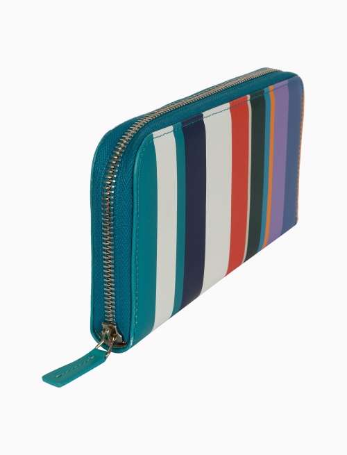 Portafoglio con zip donna pelle righe multicolor bianco - Pelletteria | Gallo 1927 - Official Online Shop
