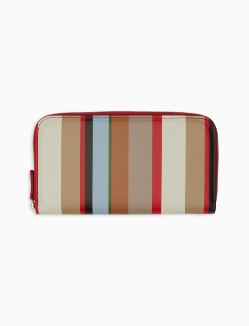 Women's biscuit leather purse with zip and multicoloured stripes - Small Leather goods | Gallo 1927 - Official Online Shop