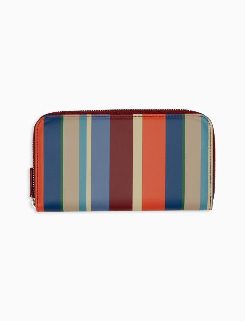 Women's lobster red leather purse with zip and multicoloured stripes - Taormina | Gallo 1927 - Official Online Shop