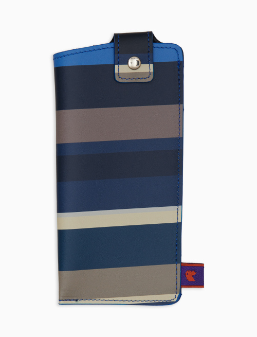 Porta occhiali unisex pelle blu righe multicolor - Pelletteria | Gallo 1927 - Official Online Shop