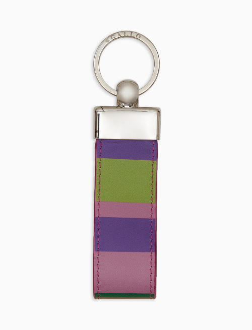 Portachiavi listello doppio unisex pelle viola righe multicolor - Pelletteria | Gallo 1927 - Official Online Shop
