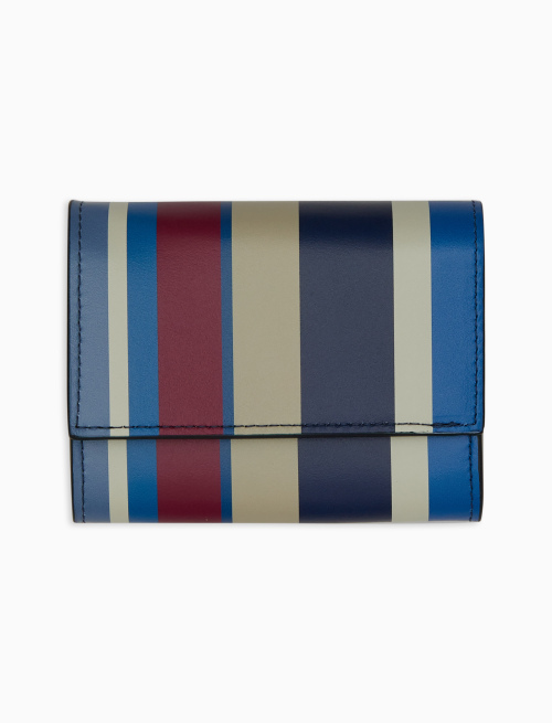 Women's small royal blue leather purse with multicoloured stripes - Cannes | Gallo 1927 - Official Online Shop