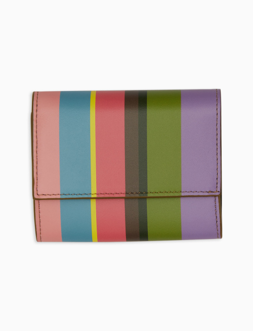 Women's small geranium leather purse with multicoloured stripes - Small Leather goods | Gallo 1927 - Official Online Shop
