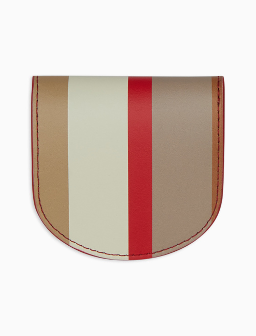 Unisex biscuit leather wedge coin purse with multicoloured stripes - Small leather goods | Gallo 1927 - Official Online Shop