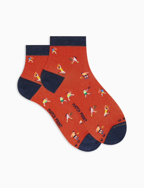 Men's low-cut copper ultra-light cotton socks with tennis player motif - Socks | Gallo 1927 - Official Online Shop