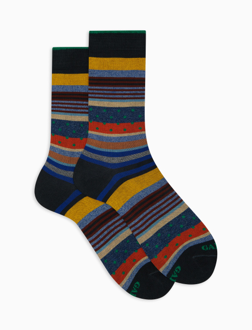 Men's short cotton socks striped and polka dot mix grey - Man | Gallo 1927 - Official Online Shop